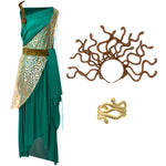 Spooktacular Creations Girls Medusa Costume, Child Green Medusa Dress with Headpiece Armlet Accessories for Kids Halloween Role Play Parties-L