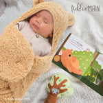 Tickle & Main Bear Swaddle Blanket Set with Newborn Essentials - 16-Page Illustrated Storybook - Cute Plush Cotton Tree Rattle Toy - 3-Piece Baby Registry Search Present for 0-12 Months Baby