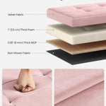 SONGMICS Mazie Collection - Storage Ottoman Bench, Foldable Foot Rest, 15 x 43 x 15 Inches, End of Bed Bench, Storage Chest, Load 660 lb, Living Room, Bedroom, Entryway, Jelly Pink ULSF277R01