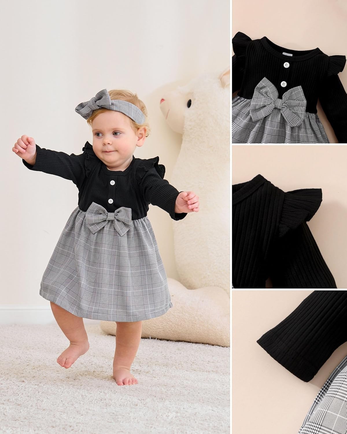 Baby Girl Dress Infant Clothes Newborn Fall Winter Outfits Plaid Dresses Cute Birthday Gifts Holiday Princess Dress for Girls