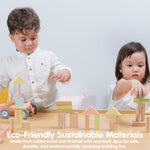 PlanToys 40 Piece Unit Block Building and Construction Block Set (5507) | Pastel Color Collection |Sustainably Made from Rubberwood and Non-Toxic Paints and Dyes