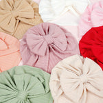 QandSweat 0-24 Months Newborn Girls' Hats Cotton Linen Cap Infant Big Bow Hat Baby Shower(8 Pack)