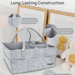 Feagar Baby Diaper Caddy Organizer, 15 Inch Large with 8 Pockets & 2 Dividers, Portable Nursery Storage Basket & Car Organizer for Changing Table, Travel (Grey)