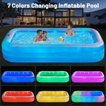 Large Solar Inflatable Pool with Lights, 130"x72"x22" Blow-Up Kiddie Pool with Air PUM, 7 Color Changed Family Swimming Pool for Backyard, Outdoor