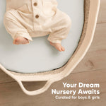 2-Pack Baby Bassinet Sheets Girl, Boy - 33x17 Viscose Derived from Bamboo Bedside Mattress Fitted Bassinet Sheets, Compatible with Halo Bassinest Swivel Sleeper, Baby Delight, Graco (Sage)