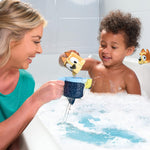 TOMY Toomies Bluey Bath Toys - Bluey's Family Pourers - Includes Chilli, Bandit, Bingo and Bluey Figures - Nesting and Stacking Cups for Bath, Beach or Pool - 4 Count - Ages 18 Months and Up