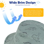 Durio Baby Bucket Sun Hat Toddler Sun Hats Summer Beach Hat UPF 50+ Sun Protection Bucket Hats for Kids Infant Baby Boy Girl Gifts Seaweed Blue Dinosaur 12-24 Months