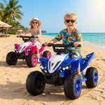 Costzon Kids ATV, 12V 4-Wheeler Quad Electric Vehicle w/ 7 mph Max Speed, 15° Climbing, LED Lights, Music, Wireless Connection, Toddler Ride On ATV Toy, Gift for Boys Girls Aged 3+ (Navy)