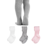 ZERULETS Baby Girl Tights Non Slip Skid Cable Knit Leggings Stockings Cotton Thick Warm Pantyhose for Toddler 3 Pack（Pink, White, Gray, 2-4t