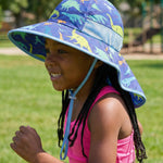 icolor Kids Sun Hat UPF50+ Sun Protection Bucket Hat Toddler UV Protection Summer Travel Beach Play Hats with Neck Flap for Girl Boy Ages 3~10 (Littledinosaur)