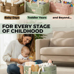 Toodly Baby Diaper Caddy Organizer with Portable Changing Mat - Teddy Fleece Diaper Organizer for Changing Table - Basket for Changing Essentials - Baby Essentials Organizer with Removable Dividers