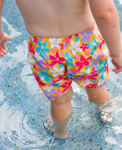 RUGGEDBUTTS Boys UPF50+ Sun Protection Fruits & Florals Swim Trunks - Endless Summer Floral, 12-18m