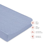 Babyletto 100% Quilted Organic Cotton Changing Pad Cover, GOTS-Certified, Fitted 360°, Ultra-Soft and Breathable Muslin - Dewdrop Blue