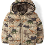 The Children's Place,Baby Boys,and Toddler Boys' Medium Weight Wind-Resistant, Water-Resistant Puffer Jacket,Chinchilla Dinos,12 Months,18 Months