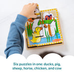 Melissa & Doug Farm Wooden Cube Puzzle with Storage Tray – 6-in-1 Animal Puzzle for Toddlers and Preschoolers – 16 Wooden Cubes – Farm Toy for Kids Ages 3+ - FSC Certified