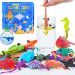 Color Changing Mold Free Bath Toys for Toddlers & Kids - Color Change Sea Creatures Ocean Animal Toys & Glow in The Dark Toy with Bath Book (12 Pack)