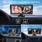 Dual Baby Car Camera for 2 Kids - 6.9” HD Display with Ambient Lighting, Rotatable Night Vision Cameras, Easy Setup, Ideal for Parents, Grandparents, Nannies, Safe & Clear Viewing