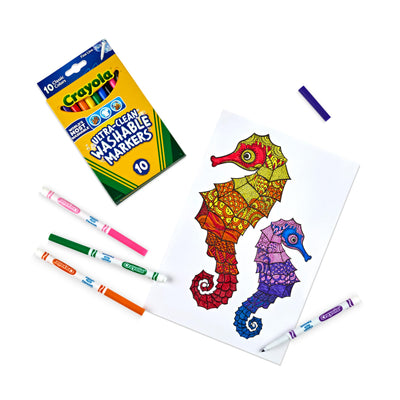 Crayola Ultra-Clean Washable Markers, Fine Line Multicolor, 10 Count