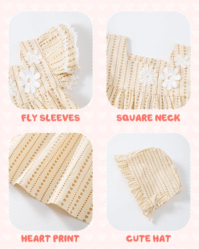 Kucnuzki Baby Girl Dress 12 18 Months Girl Clothes Baby Outfit Beige A Line Causal Toddler Summer Boho Midi Dress Ruffle Sleeve Toddler Outfit Kid Clothes