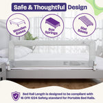 ComfyBumpy 1-Pack Bed Rail for Toddlers 55.5" L x 19.5" H | Toddler Bed Rails for Twin, Full, Queen & King Mattress Size | Swing Down Rail Guard | Mattress Side Rail for Kids | Gray