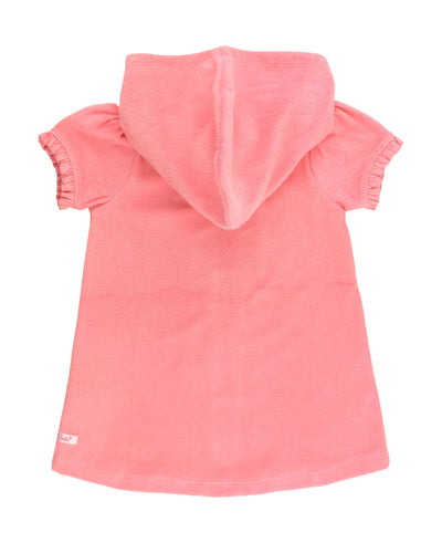 RuffleButts Girls Terry Knit Full-Zip Swim Cover-Up - Fashion Swimwear Cover-Up Dress Bubblegum Pink
