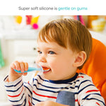 Munchkin® Silicone Scoop™ Trainer Spoons with Choke Guard for Baby Led Weaning, 4 Count, Blue/Green