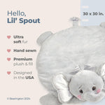 Bearington Baby Lil’ Spout Tummy Time Mat, 30 x 30 Inch Elephant Plush Stuffed Animal Blanket, Baby Elephant Nursery Décor