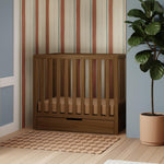 Carter's by Davinci Colby 4-in-1 Convertible Mini Crib with Trundle Drawer in Walnut, Greenguard Gold Certified, Undercrib Storage
