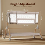 NeoBorn 3 in 1 Baby Bassinet, Bedside Bassinet for Baby, Rocking Bassinet with Breathable Full-Mesh, Mattress and Soft Sheet, Adjustable Height, Stable and Secure Crib for Newborns