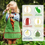 Qtioucp Kids Gardening Wheelbarrow Set, Metal & Wooden Garden Tools for Kids Ages 3-8, Real Wheelbarrows with Apron, Gloves & STEM Guide, Outdoor Backyard Garden Toy Gift