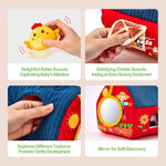 hahaland Baby Toys 6-12 Months - Surprise Barn with Stuffed Farm Animals, Rattle, Crinkle Paper, Mirror - Montessori Toys for 6 Month Old Babies, Sensory Balls Toddlers 1-3, 1 Year Old Boy Girl Gifts
