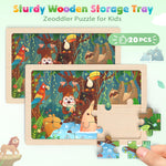 Zeoddler Wooden Puzzles for Toddlers, 4 Pack Animal Jigsaw Puzzles for Kids3-5, 20 Pieces Preschool Learning Activities, Learning & Educational Toys, Gift for Boys, Girls