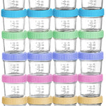 WILLDAN Glass Baby Food Storage Jars w/Lids (4 oz, 24 Pack Set) Snack, Puree, Reusable Small Containers, Breast Milk, Fridge or Freezer, Microwave & Dishwasher Safe, Essential Must Have for Infants
