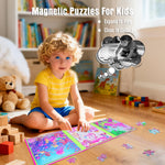 Lumikidz Magnetic Unicorn Mermaid Princess Puzzle for Girls Ages 3-6, 20 Piece Travel Magnetic Puzzle for Toddlers, Car Airplane Road Trip Activity Toy