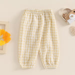 Toddler Checkered Pants Baby Girl Boy Elastic Waist Jogger Pants Kids Casual Plaid Trousers Infant Long Sweatpants (A-Khaki, 12-18 Months)