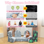 furlinkhm Modular Kids Play Couch, Kids Couch for Playroom Bedroom, Glow in The Dark, 5 Seconds Instant Expansion, Glowing Football, Grey
