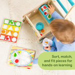 Melissa & Doug Wooden Shape Sorting Grocery Cart Push Toy and Puzzles - Pretend Play Grocery Toys, Sorting and Stacking Toys for Infants and Toddlers Ages 1+ - FSC-Certified Materials
