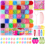 Toddler Hair Accessories for Girls, Colorful Elastic Hair Ties Set with Hair Clips, Funtopia 1246pcs Hair Rubber Bands with Cotton Baby Hair Ties, Mini Hair Clips, Hair Tail Tools for Kids