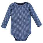 Hudson Baby baby girls Cotton Long-sleeve Bodysuits and Toddler T Shirt Set, Blue Toile 5-pack, 6-9 Months US