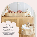 BEBE BASK Premium Baby Diaper Caddy Organizer - Handmade & Award-Winning Scalloped Rattan Basket - Luxury Diaper Caddy Basket - Elegant Scalloped Edge (Natural)