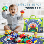 ALASOU 12 PCS Soft Rubber Car Toys for 1 Year Old Boy with Playmat/Storage Bag|1 Year Old Boy Gifts|1st Birthday Gifts Easter Basket Stuffers for Toddler Toys Age 1-2|Baby Toys 12-18 Months