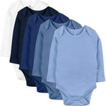 HonestBaby baby-boys 5-pack Long Sleeve Bodysuits One-piece 100% Organic Cotton for Infant Baby Boys