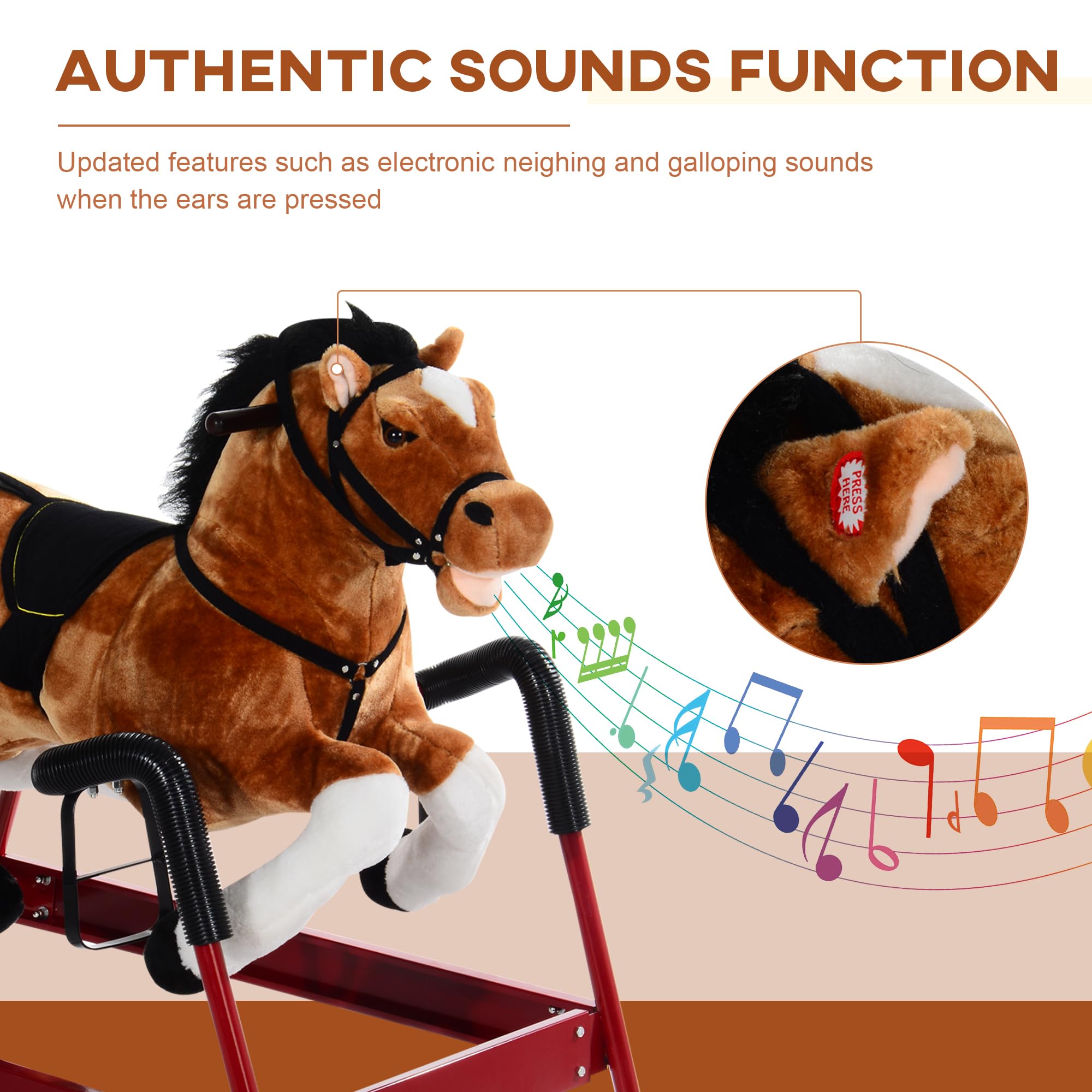 Qaba Durable Plush Toddlers Spring Rocking Horse, Bouncing - Hobby ...