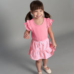 Toddler Girls' Knit Skort (Skirt with Built-in Shorts) 2-Pack, Pink Floral, 18 Months