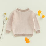 fhutpw Newborn Infant Baby Girl Boy Knit Sweater Crewneck Pullover Long Sleeve Chunky Sweater Toddler Fall Winter Clothes (Cream + Light Khaki, 0-3 Months)