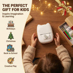 AI Voice Sticker Printer for Kids, Voice-Activated AI Image Generator & Thermal Sticker Maker, 13 Rolls Paper & 6 Pens Included, Portable Inkless Mini Printer for Learning, Journaling & DIY, White