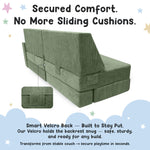 Cubby Couch 12-Piece Modular Kids Play Couch - Soft & Durable Toddler Couch with CertiPUR US Foam, Washable Covers - Playroom Furniture, Kids Sofa for Lounge, Living Room & Playroom - Green