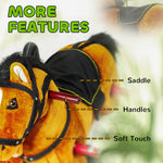 Qaba Spring Rocking Horse, Kids Ride on Horse, Plush Horse Ride-on with Sounds & Foot Stirrups, Saddle for Kids 3-8 Years, Brown
