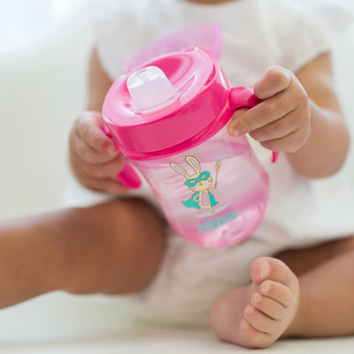 Dr. Brown's Milestones Soft Spout Sippy Cup with Handles, Pink Bunny Hero, BPA-Free, 9 oz/270 mL, 9m+, 2-Pack