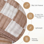 Ultra Soft Muslin Baby Blanket,A Versatile Swaddle and Bed Blanket for Babies, Toddlers, Boys, and Girls (1 Coffee Checkered 1 Pack).